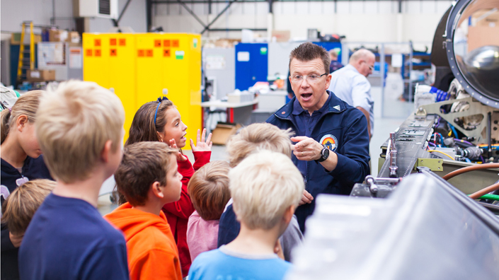 Rob Bennet inspires visitors at the BH Tech Centre Pic credit Stefan Marjoram (Credit: The Bloodhound Project)